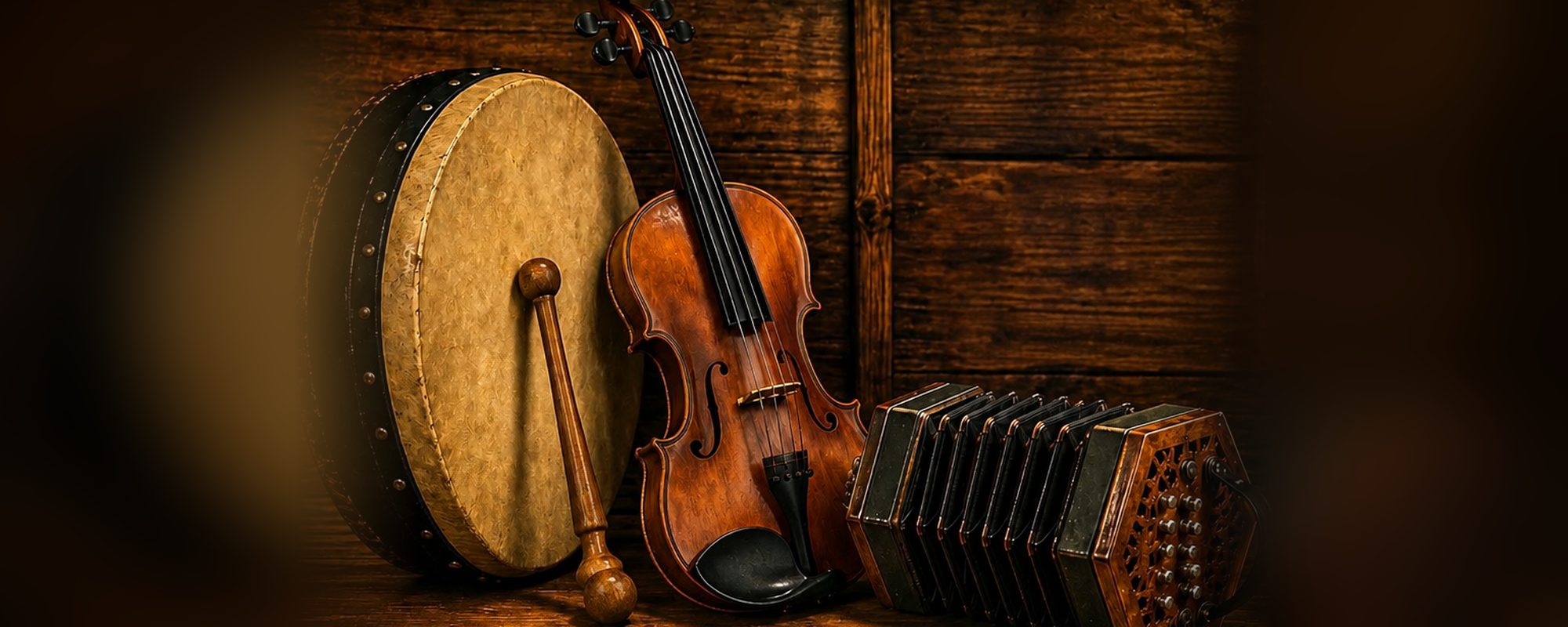 Musicians playing at an Irish trad session